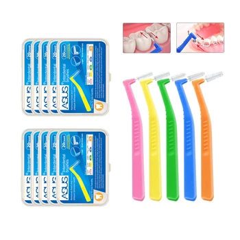 10 Caixas (20pcs cada caixa) de Forma L Escova Interdental Push-Pull Palito Interdental Escova de Dente palito de Dente para Limpeza Oral