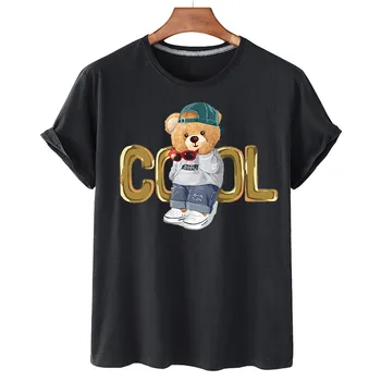 100% Algodão de Moda Cool Urso T-Shirt masculina Outono Fundação T-shirt 2022 Moda feminina Camisa Unissex S-T-shirt com Decote S-4XL