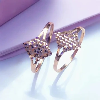 585 roxo de ouro 14k ouro rosa anéis de noivado para as mulheres geométricas abertura de design de moda, jóias brilhantes banquete acessórios