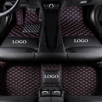 couro Bordado do logotipo do carro tapetes para Dodge Charger 2014 2015 2016 2017 2018 estilos Personalizados, tapete cobre