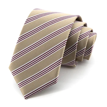 De alta Qualidade com 7 CM de Gravata para os Homens de Luxo Listrado de Negócios Gravata de Marca do Designer de Moda Masculina de Trabalho Formal Plastrão Com Caixa de Presente