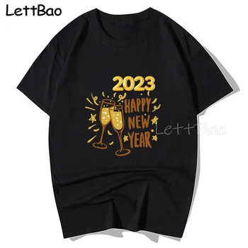 FELIZ ANO NOVO 2023 T-Shirt dos Homens de Algodão Macio Tee Tops Harajuku Unisex Camisetas Gráfico T-shirt, Camisas De Hombre Dropshipping