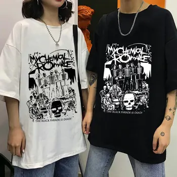 My Chemical Romance Mcr Mortos T-Shirt Dos Homens De Preto De Manga Curta Desfile De Emo Rock De Verão De Grandes Dimensões T-Shirt Harajuku Streetwear Tops