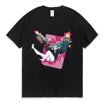 Verão de Manga Curta Camiseta de Anime Japonês Cyberpunk Edgerunners Rebecca T-shirt Mens Mangá Moda Streetwear Oversized T-Shirts